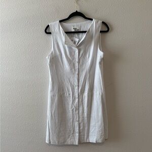 White Sleeveless Button-Down Mini Dress